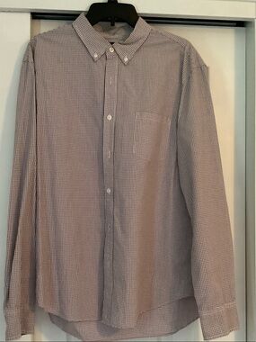 J. Crew Men's Button-Down Shirt in Brown and White Micro-Check